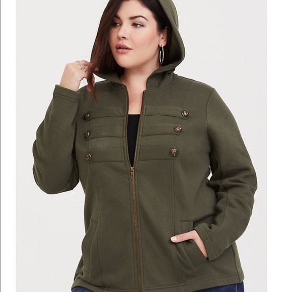 torrid Jackets & Blazers - Torrid Olive Military Style Hoodie Jacket 0X